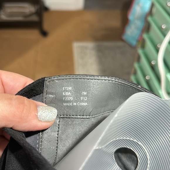 Calvin Klein boots Isila black stretch leather wedge size 7 tall boot moto boho - Picture 5 of 7